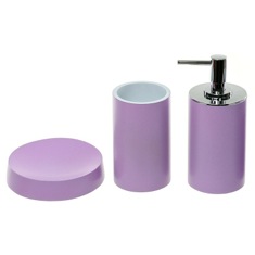 Lilac Bathroom Accessory Set With Tall Soap Dispenser